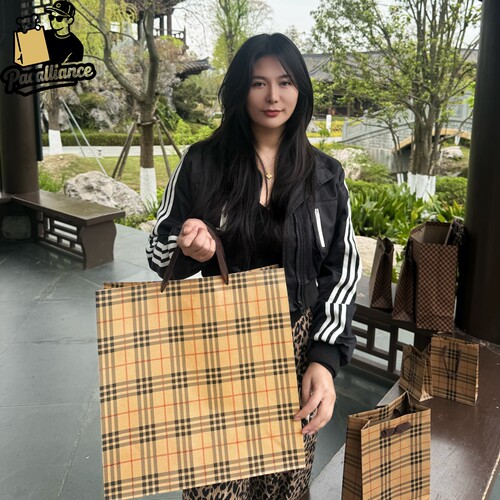 牛皮纸袋服装店手提袋高端礼品袋购物袋女装店包装袋子布格纸袋 - 图1