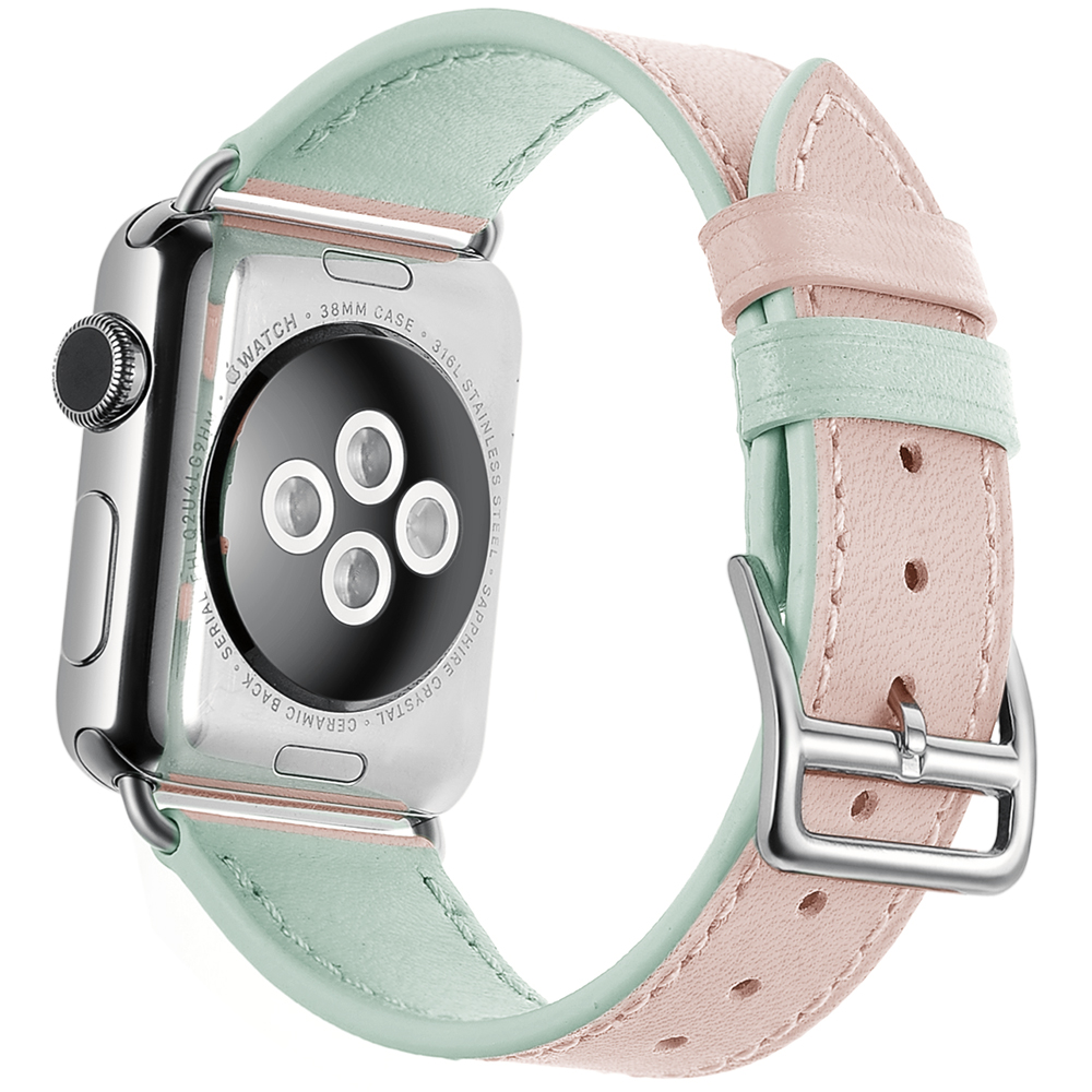 apple watch7苹果手表带真皮iwatch6/5/4表带潮女iphone SE表带S9适用iwatch5/1/2/3/4代38/42mm透气40/44MM - 图3