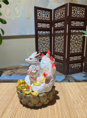 九尾狐摆件佛堂口摆件九尾灵狐家居装饰品客厅玄关桌面小摆设