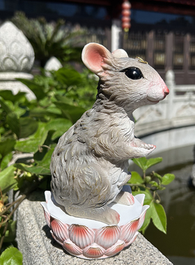灰家像鼠仙摆件招财老鼠