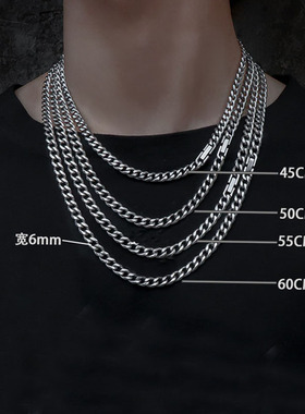 不掉色港风古巴项链嘻哈潮酷钛钢
