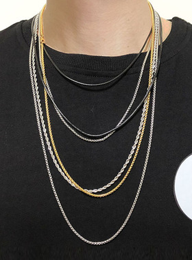 钛钢珍珠麻花盒子蛇骨链无吊坠