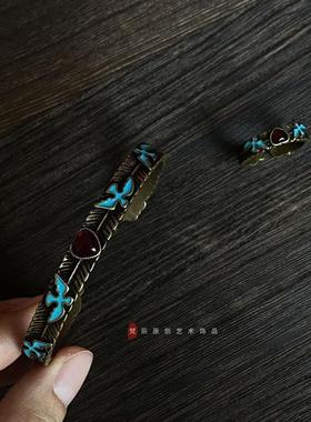 【青鸢】vintage中古戒指重工复古宫廷风手镯开口做旧指环手环女