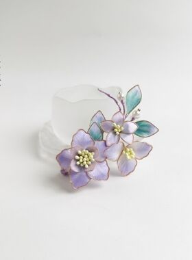 非遗绒花发梳原创设计国风古韵旗袍汉服边夹温柔出游拍照女生礼物