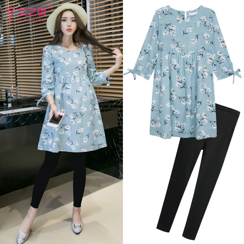 孕妇连衣裙夏季碎花潮妈孕妇裙子 女之御连衣裙