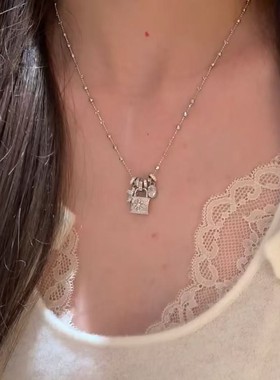 法式复中古十字架镶钻项链轻奢小众高端级设计感气质名媛锁骨颈链