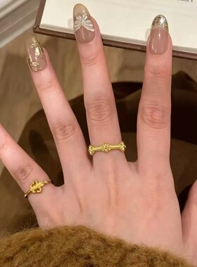 欧美复中古鸢尾花戒指轻奢小众高端级设计感气质名媛925纯银金色