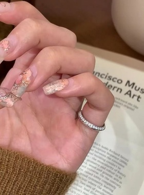 欧美复中古镶钻轻奢小众高端级设计感气质名媛拉丝飞碟尾戒指纯银