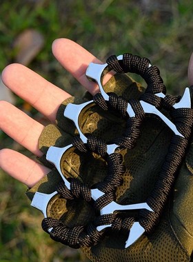 加厚手撑子指虎四指拳套戒指环拳扣车载破窗求生装备户外防身武器