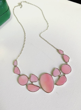 仪式感，海水女皇贝，天然粉色，精工纯银镶嵌，毛衣链，出口款