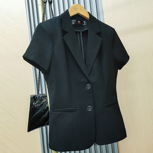 夏季西装套装女薄款时尚气质短袖职业装外套小个子酒店前台工作服 - 图1