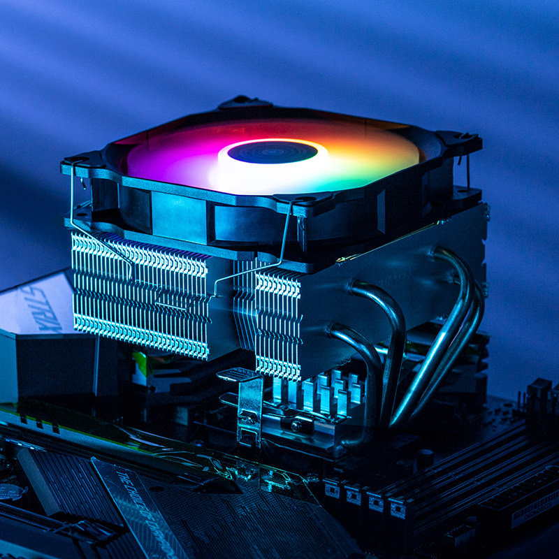超频三降龙T2散热器CPU风扇下压式静音温控电脑i3/i5/i7炫彩AMD四铜管1151/1200台式机AM4_虎窝淘