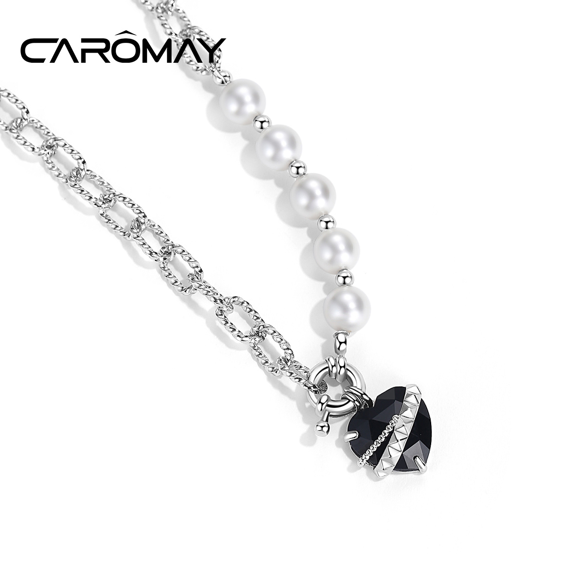 设计师款摇滚宝石爱心拼接项链女欧美时尚高级感轻奢颈链 CAROMAY 设计师款摇滚宝石爱心拼接项链女欧美时尚高级感轻奢颈链 CAROMAY