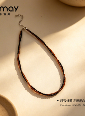 CRMAY卡洛美焦糖黑巧项链韩系复古叠戴素链简约潮流百搭细颈链