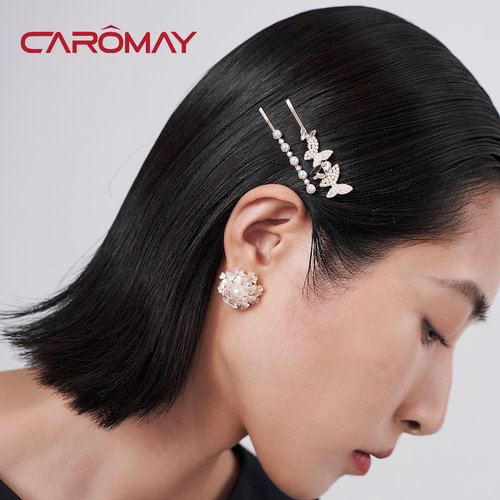 CAROMAY不对称蝴蝶发夹女两件套个性气质夹子ins网红边夹2025新款 - 图2