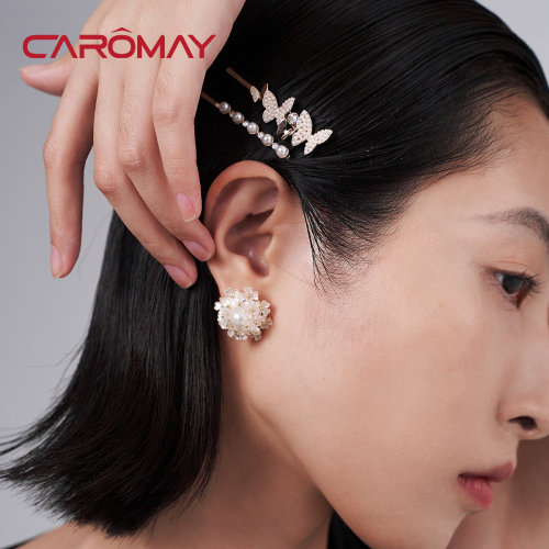 CAROMAY不对称蝴蝶发夹女两件套个性气质夹子ins网红边夹2025新款 - 图0