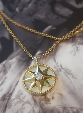 轻奢精致优雅白贝母罗盘项链
