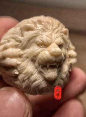 原创狮王鹿角猛犸手工雕刻扳指