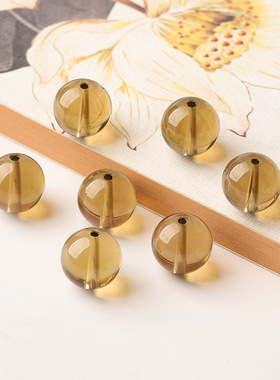 天然黄水晶单珠招财水晶散珠diy