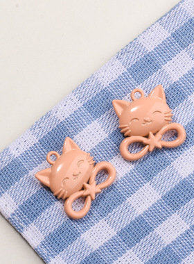 猫文化日韩小猫蝴蝶结吊坠锌合金彩色DIY手机链绳吊坠配件