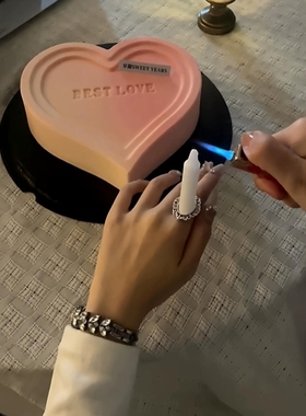 超出片的生日蜡烛戒指椭圆合金戒指底托diy女生拍照道具饰品配件