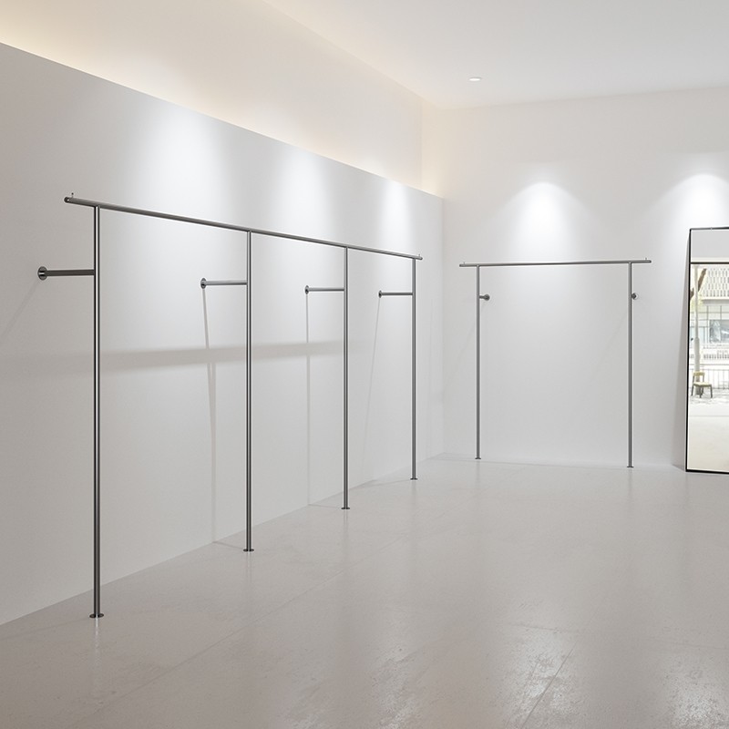 服装店衣架子展示架挂衣架男女装店不锈钢简约陈列货架上墙壁挂架 - 图1