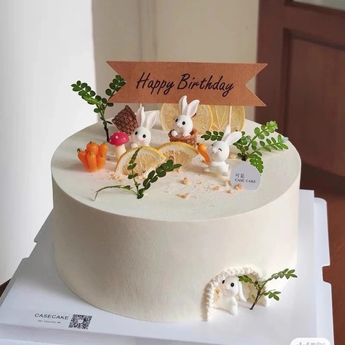 网红小兔子蛋糕装饰摆件胡萝卜兔儿童宝贝周岁生日烘焙甜品台配件