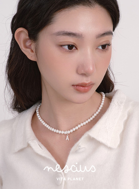 纯银定制字母珍珠项链可拆卸吊坠