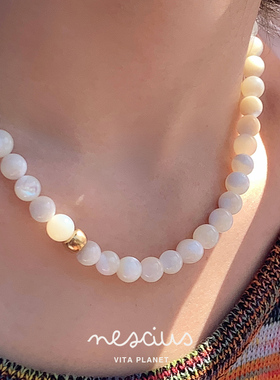 Vita Planet买手店nescius【白贝舞步】白色天然石串珠项链圆珠链