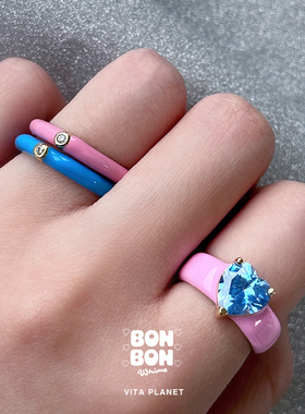 bonbonwhims女珐琅戒指大小可调