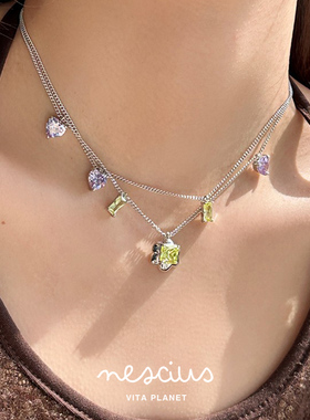 nescius暮色花园宝石项链锁骨链