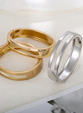 外贸爆款镂空手镯长方块时尚设计高级感电镀外贸Bangles简约手饰