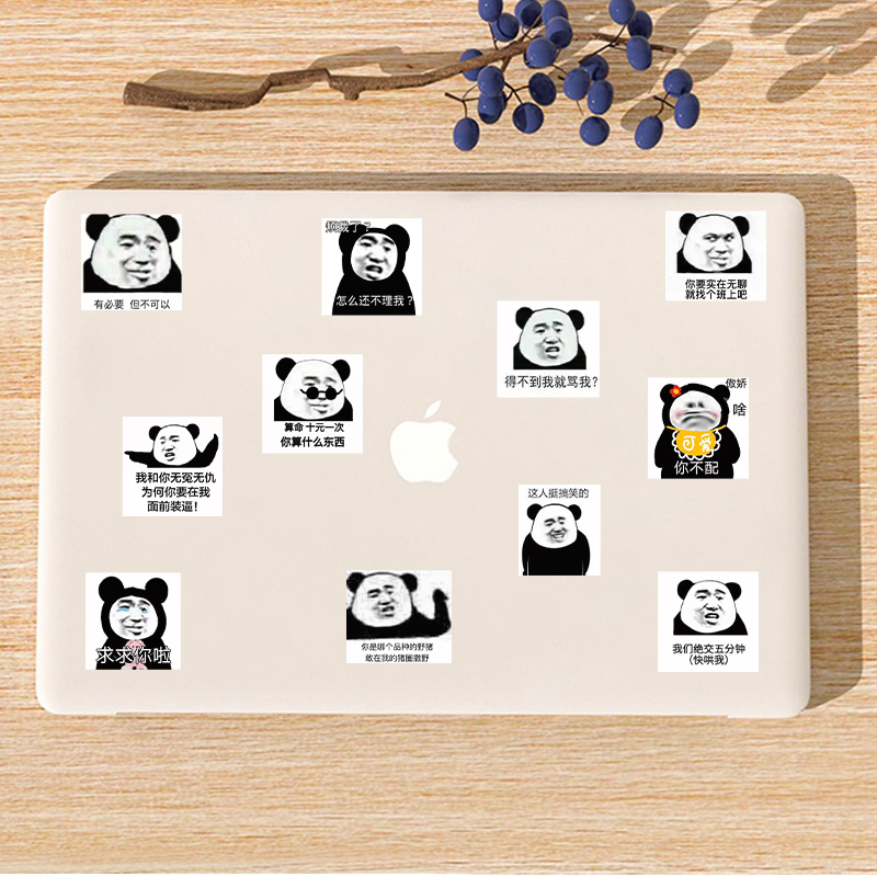沙雕搞笑熊猫人表情包贴纸笔记本电脑手机ipad水杯装饰贴画防水-图1