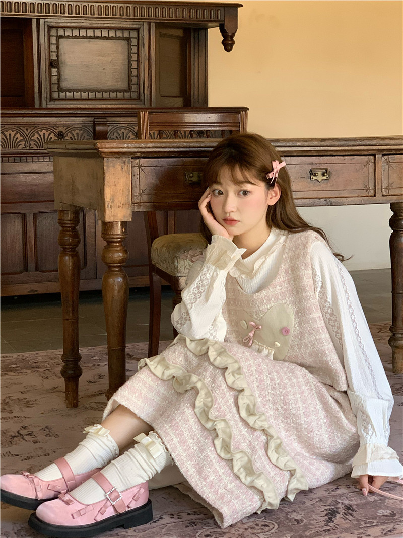 蛋包饭餐厅 粉色立体爱心少女马夹背心秋冬外搭马甲设计感小众,淘宝优惠券,粉丝福利购,淘宝优惠卷