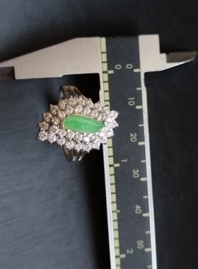 1042024天然缅甸A货翡翠老坑冰种满绿滴水戒指带证书0824