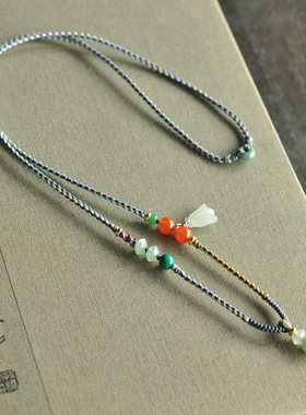 项链」2mm锦绣兰花玉器挂绳