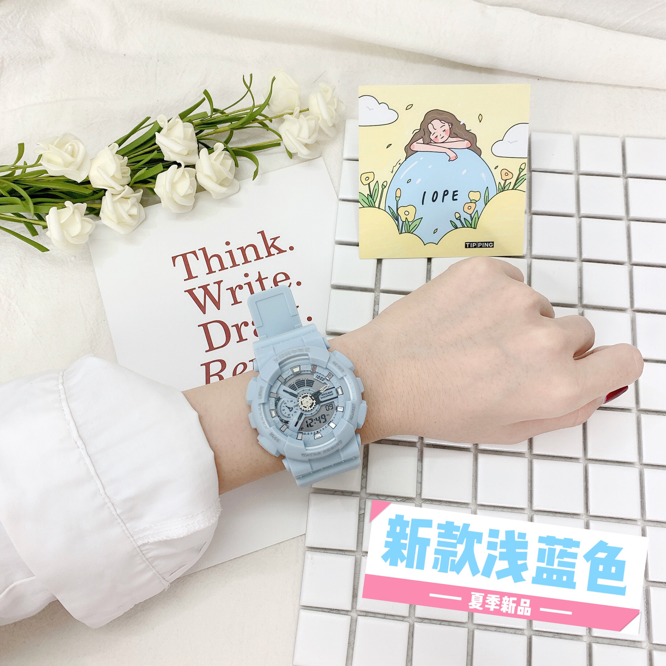 林小宅男女韩版简约潮流情侣电子表 李欧尼的店国产腕表