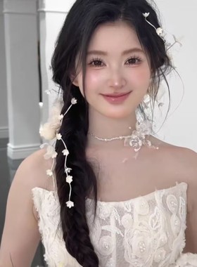 2025新款羽毛珍珠项链新娘颈链