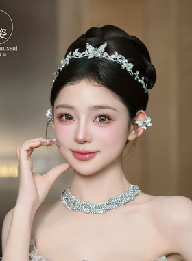 高级感精致蝴蝶皇冠新娘婚纱头饰
