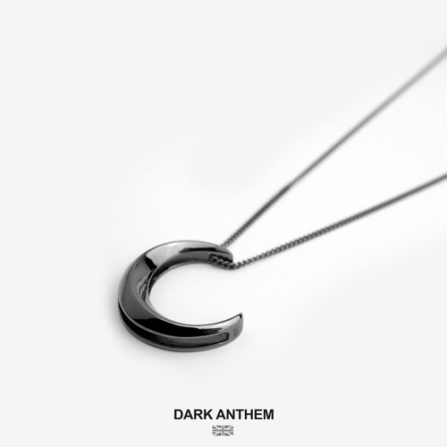 dark anthem重音 弦月月亮项链纯银男女情侣黑色轻奢简约设计师 - 图2