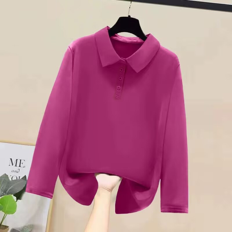 反季清仓春秋新款纯棉POLO体恤衫文艺宽松T恤显瘦翻领长袖上衣女,淘宝优惠券,粉丝福利购,淘宝优惠卷