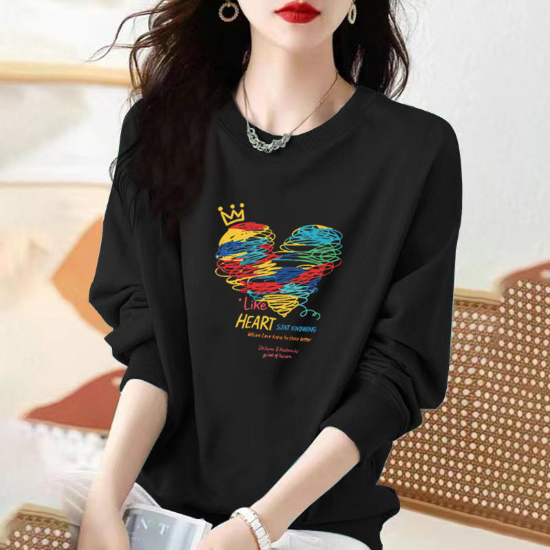 品牌折扣清仓宽松大码爱心印花上衣春时尚减龄休闲纯棉长袖卫衣女,淘宝优惠券,粉丝福利购,淘宝优惠卷