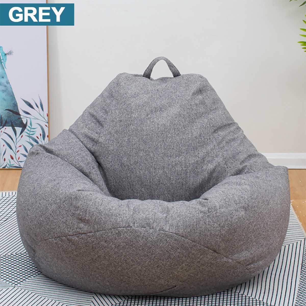 Large Small Lazy BeanBag Sofas Cover Chairs without Filler L - 图0