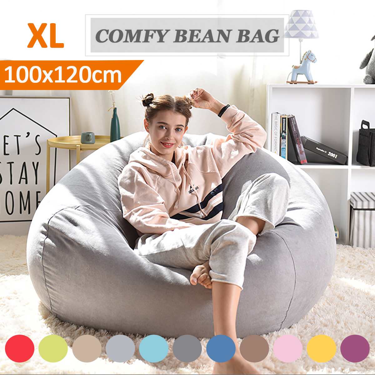 Large Small Lazy BeanBag Sofas Cover Chairs without Filler L - 图1