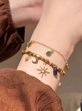 Vintage Natural Stone Double Layered Beads Bracelets for Wom