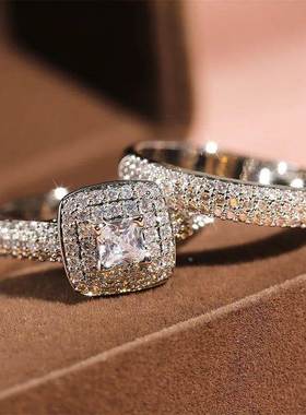 Luxury Silver Plate Wedding Engagement Cocktail Zircon Doubl