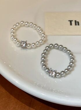 Fashion Pearl Zircon Rings for Women Exquisie Whie Irregular