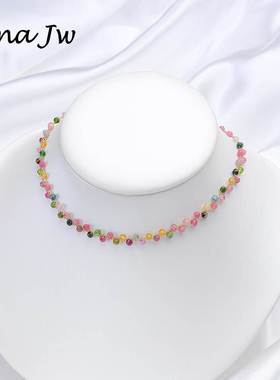 Lina Jw Natural Stone Necklace for Women Tourmaline/Fluorite