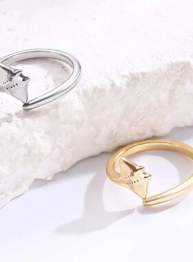 New Creative Ocean Wind Fish Open Ring for Women Fashion Gol