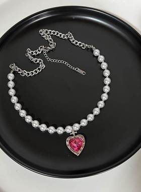 Vintage Pearl Love Butterfly Spider Pendant Choker Necklace